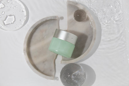 makeup cosmetic medical skin care, a mockup for cream lotion bottle product, packaging on white backgroundの写真素材