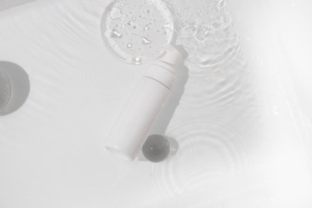 makeup cosmetic medical skin care, a mockup for cream lotion bottle product, packaging on white backgroundの写真素材