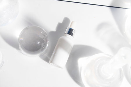 makeup cosmetic medical skin care, a mockup for cream lotion bottle product, packaging on white backgroundの写真素材