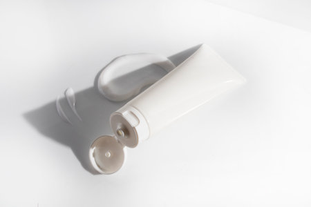makeup cosmetic medical skin care, a mockup for cream lotion bottle product, packaging on white backgroundの写真素材