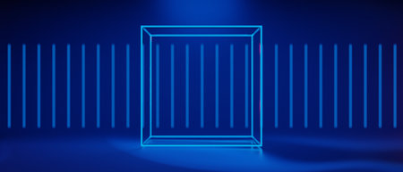 3d illustration rendering of futuristic cyberpunk city, gaming wallpaper scifi stage pedestal background, a esports gamer vs banner sign of neon glowの写真素材