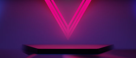3d illustration rendering of technology futuristic cyberpunk display, gaming scifi stage pedestal...