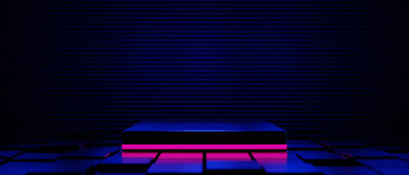 3d illustration rendering of technology futuristic cyberpunk display, gaming scifi stage pedestal...