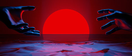 3d illustration rendering of technology futuristic cyberpunk display, gaming scifi stage pedestal...