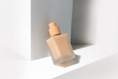 cosmetic makeup skincare bottle packaging of foudation cream, product mockup on white background
