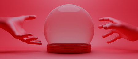 3d illustration rendering scene abstract background for merry xmas holiday decoration element, red wallpaper backdropの写真素材