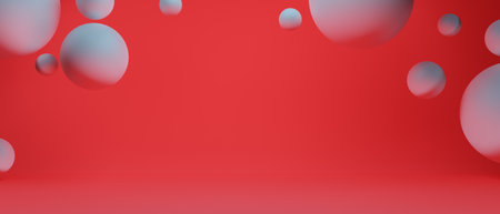 3d illustration rendering scene abstract background for merry xmas holiday decoration element, red wallpaper backdropの写真素材