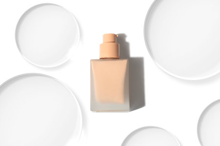beauty cosmetic makeup skincare of smudge cc cream foundation primer; product mockup on white backgroundの写真素材