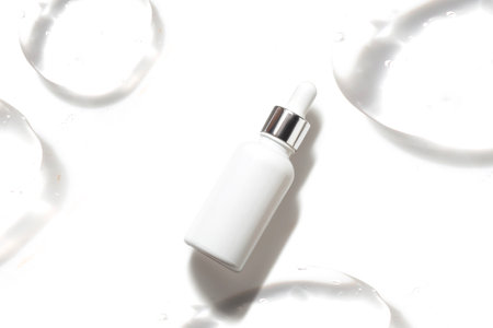 liquid aqua serum lotion dropper of beauty cosmetic skincare, product branding on white backgroundの写真素材