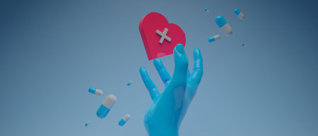 healthcare medical for first aid, hospital element 3d illustration rendering, doctor and medicine drugs with treatmentの写真素材