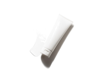sunscreen body lotion cream with tube bottle product package of medical skincare, mockup for brandingの写真素材