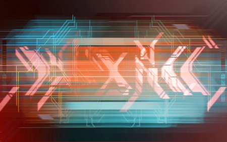 cyberpunk gaming scifi technology wallpaper abstract background, futuristic scene 3d illustration...