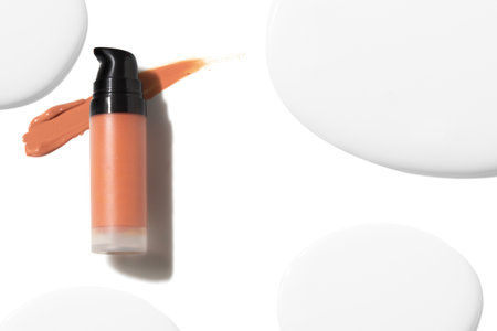 beauty cosmetic makeup skincare of smudge cc cream foundation primer; product mockup on white...