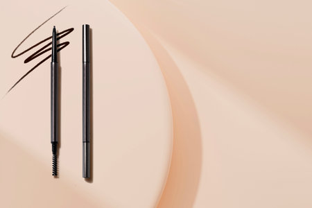 eyebrow product with stroke line brush, a cosmetic makeup mockup for girl brandingの写真素材