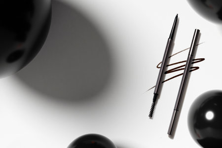 eyebrow product with stroke line brush, a cosmetic makeup mockup for girl brandingの写真素材
