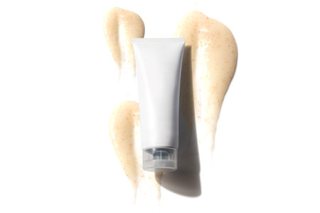 facial or body lotion cream with tube bottle product package of medical skincare, mockup for brandingの写真素材
