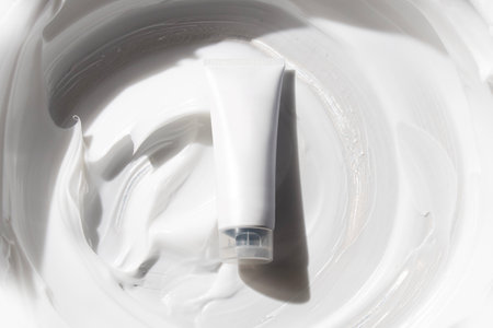 facial or body lotion cream with tube bottle product package of medical skincare, mockup for brandingの写真素材