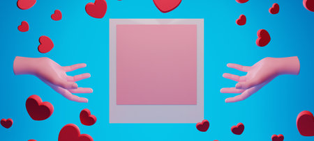 3d illustration rendering wallpaper abstrac background, love happy valentine's day, red heart...