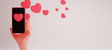 3d illustration rendering wallpaper abstrac background, love happy valentine's day, red heart element for weddingの写真素材
