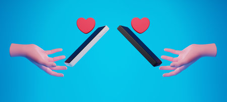 3d illustration rendering wallpaper abstrac background, love happy valentine's day, red heart element for weddingの写真素材