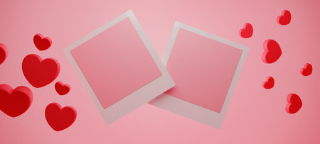 3d illustration rendering wallpaper abstrac background, love happy valentine's day, red heart...