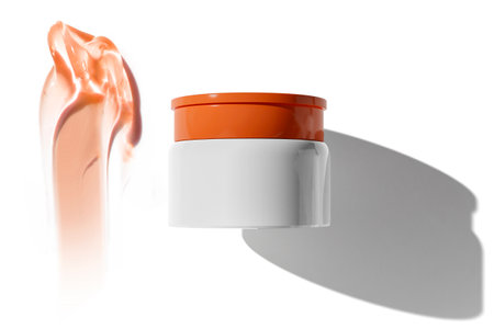 spa body lotion scrub sugar and salt smudge with skin care cosmetic concept, bath gel for hygiene treatment facialの写真素材