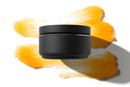 spa body lotion scrub honey lemon sugar and salt smudge with skin care cosmetic, hygiene treatment facialの写真素材