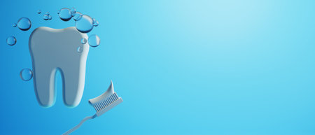 3d object illustration for dentist tooth with tools of medical health care for dental clinic hospital bussinessの写真素材