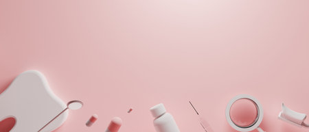 3d object illustration for dentist tooth with tools of medical health care for dental clinic hospital bussinessの写真素材