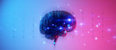 microchip brain neural of AI robot for high technology network, quantum computer processing, 3d...