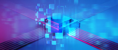 microchip brain neural of AI robot for high technology network, quantum computer processing, 3d...