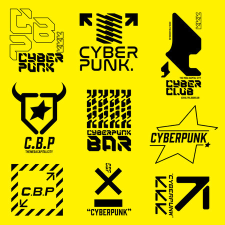 techwear for cyberpunk scifi gaming seamless pattern sticker template with collection set, 2d vector illustration renderingのイラスト素材