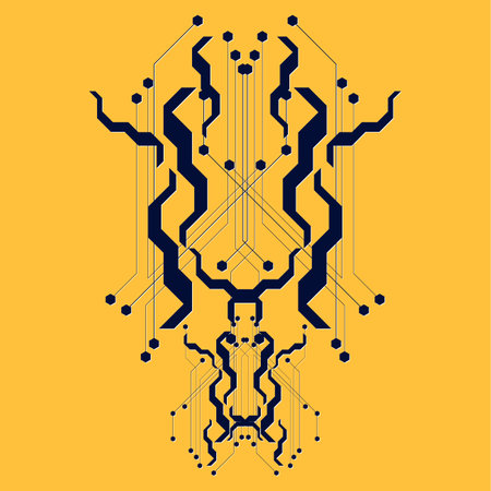 cyberpunk scifi gaming futuristic icon hud pattern seamless set collection template, 2d illustration rendering vectorのイラスト素材