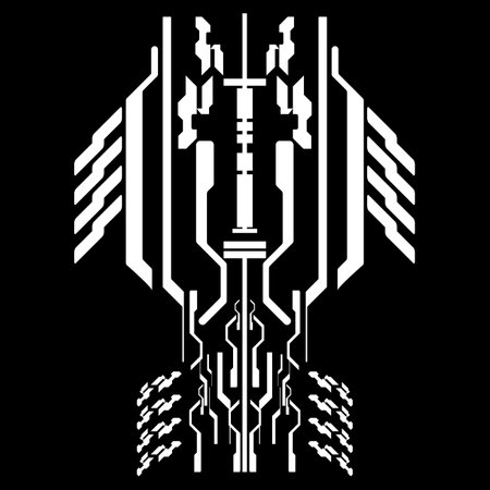 cyberpunk scifi gaming futuristic icon hud pattern seamless set collection template, 2d illustration rendering vectorのイラスト素材