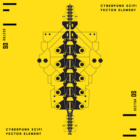 cyberpunk scifi gaming futuristic icon hud pattern seamless set collection template, 2d illustration rendering vectorのイラスト素材
