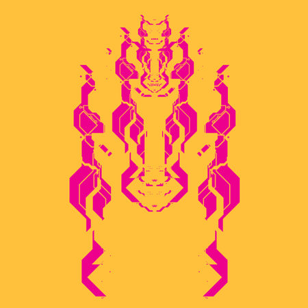 cyberpunk scifi gaming futuristic icon hud pattern seamless set collection template, 2d illustration rendering vectorのイラスト素材