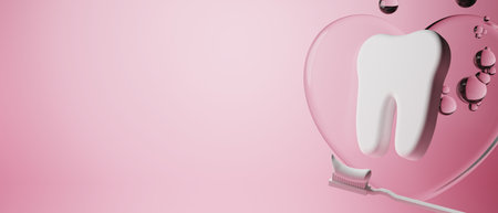3d object illustration for dentist tooth with tools of medical health care for dental clinic hospital bussinessの写真素材