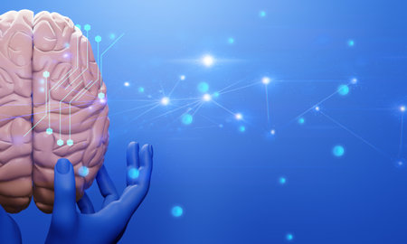 3d brain of human healthcare illustration rendering, health of neuron cell, think of idea on...