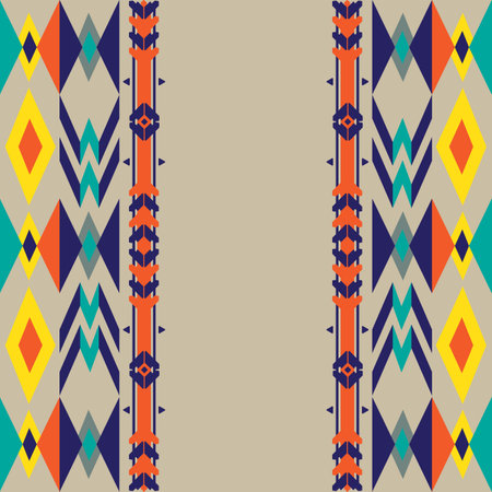 retro vintage ethnic aztec tribal acient pattern seamless background for fashion fabric and textile,2d illustrationのイラスト素材
