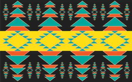 retro vintage ikat mexican ethnic aztec tribal acient batik pattern seamless background for fashion fabric and textile, 2d illustrationのイラスト素材