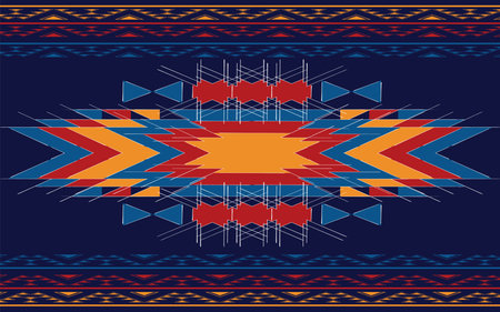 retro vintage ikat mexican ethnic aztec tribal acient batik pattern seamless background for fashion...