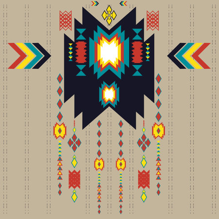 retro vintage ikat mexican ethnic aztec tribal acient batik pattern seamless background for fashion fabric and textile, 2d illustrationのイラスト素材