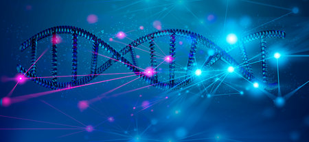 blood dna cell double helix structure, 3d illustration rendering, network of healthcare business,...