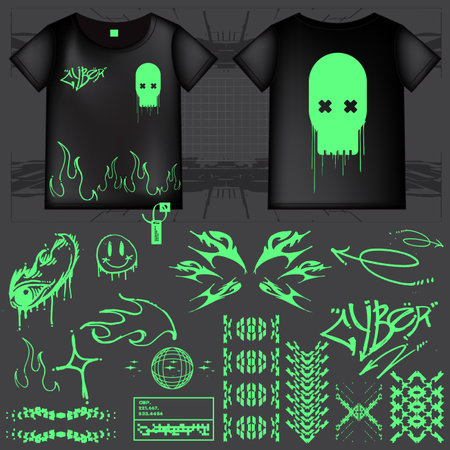 T-shirt design. Collection of t-shirt designs. Vector illustration.のイラスト素材