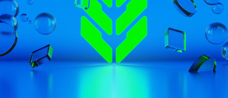 3d illustration rendering of y2k gamer technology futuristic cyberpunk sci-fi display podium, gaming...