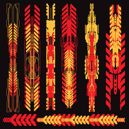 cyberpunk y2k 2000s gaming futuristic icon pattern  set collection template hud for branding fashion t-shirt decoration decals, 2d illustration rendering vectorのイラスト素材