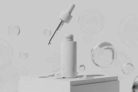 3d illustraion of cosmetic skin care beauty spa cream mockup, bathroom interior, medical healthcare treatment, fashion of makeup, bottle tube of packagingの写真素材