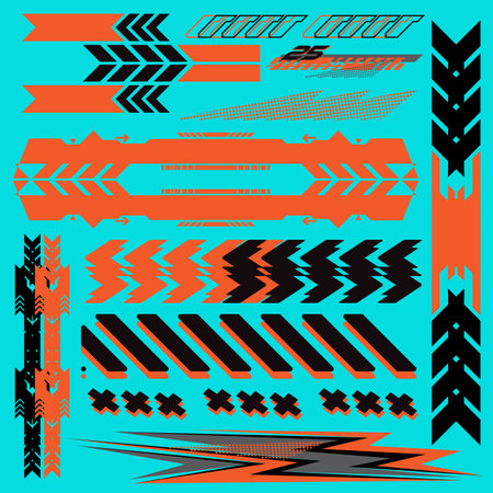 cyberpunk y2k 2000s gaming futuristic icon pattern  set collection template hud for branding fashion t-shirt decoration decals, 2d illustration rendering vectorのイラスト素材