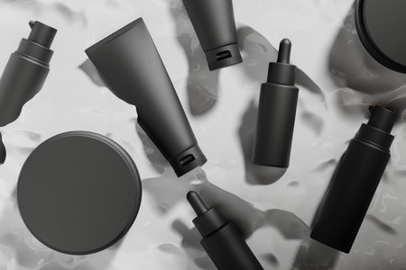 3d illustraion of cosmetic skin care beauty spa cream mockup, bathroom interior, medical healthcare treatment, fashion of makeup, bottle tube of packagingの写真素材