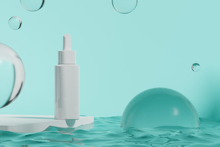 3d illustraion of cosmetic skin care beauty spa cream mockup, bathroom interior, medical healthcare treatment, fashion of makeup, bottle tube of packagingの写真素材